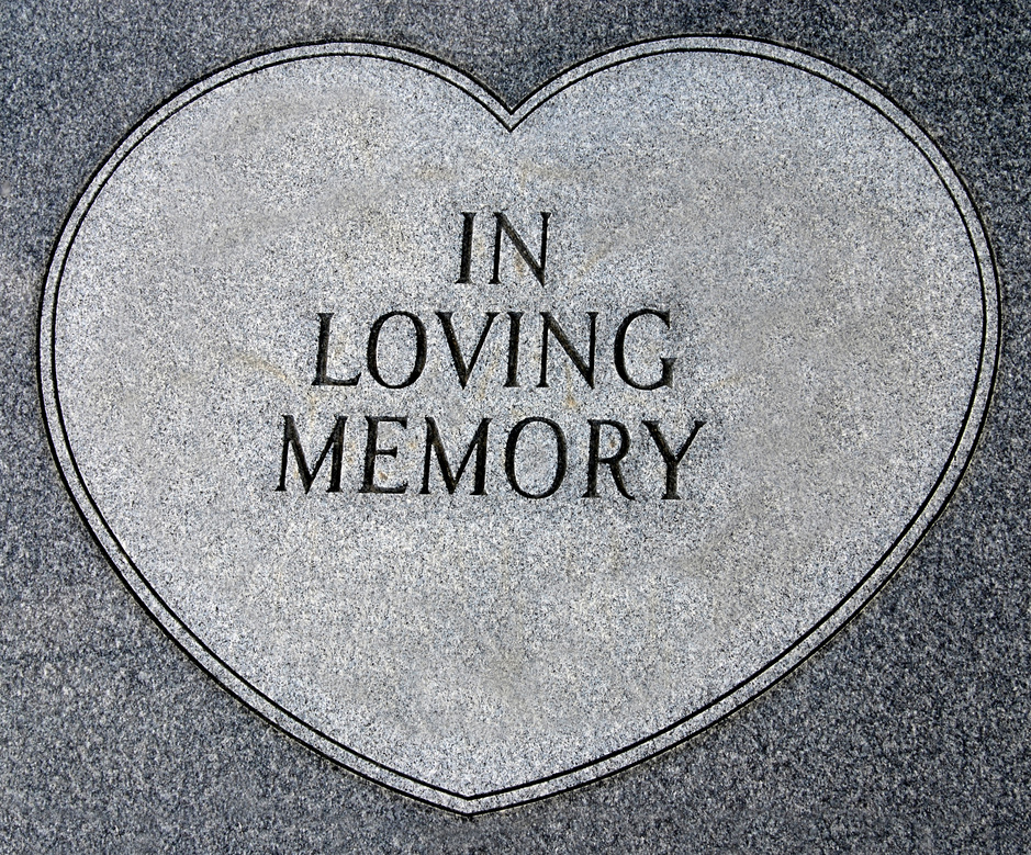 In loving memory, writing on tombstone